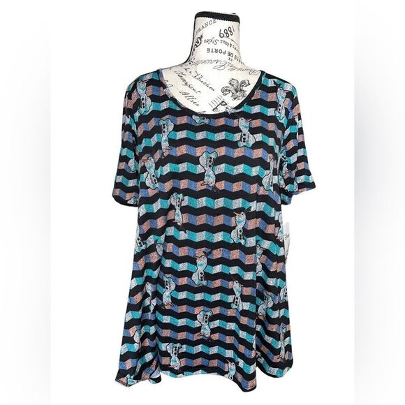 LuLaRoe Womens Small Perfect Tee Disney’s Olaf The Snowman Side Slits Scoop Neck - Picture 4 of 14